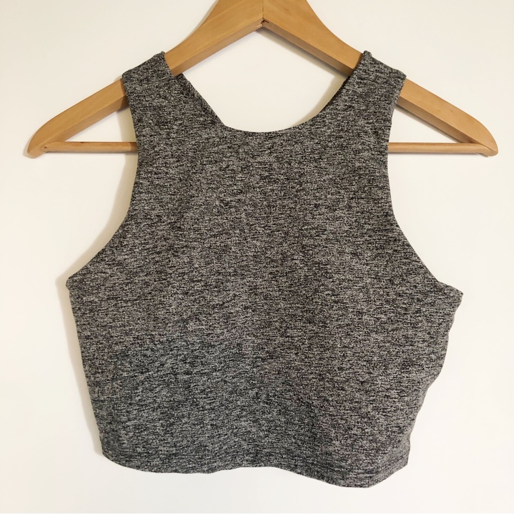 Kyodan Longline High Neck Sports Bra Heather Gray Womens Size S Yoga Activewear